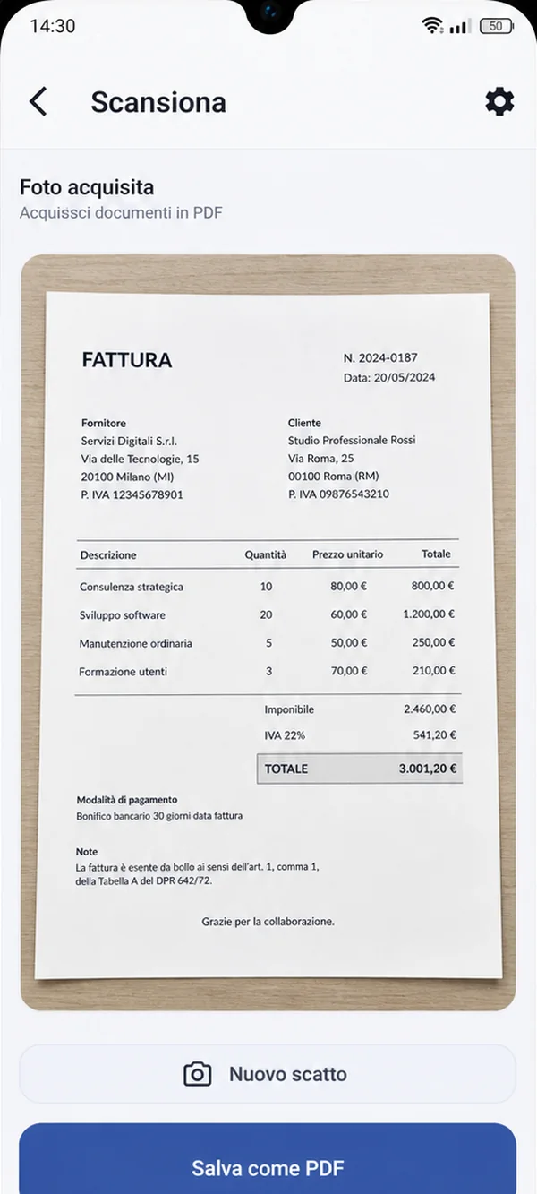 Schermata Scansiona di PDF HUB